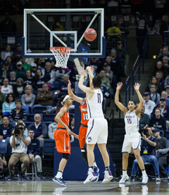 Kia Nurse shoots a 3-pointer. She tied an NCAA single-game record with nine 3-pointers on the day.
